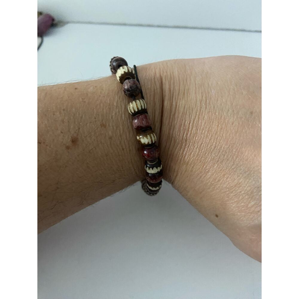 Handmade wooden bead bracelet